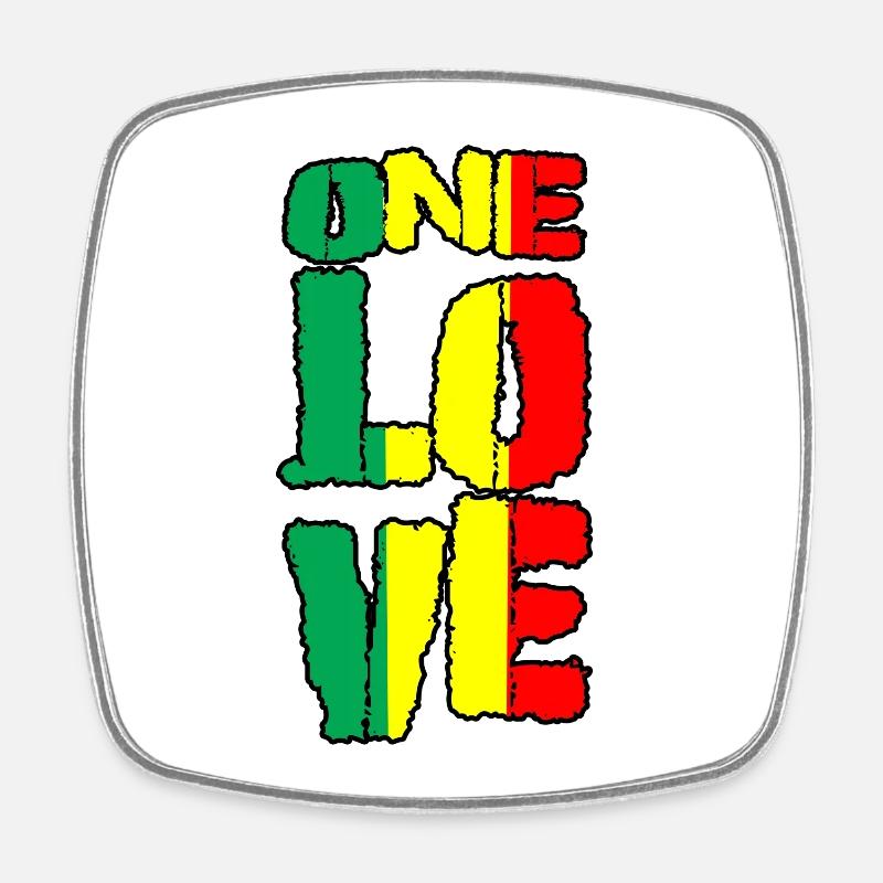 One Love Pan-Afrikan Flag - Square fridge magnet - white