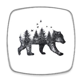Bär - Viereckiger Kühlschrankmagnet - Weiß - Vorne