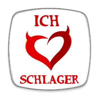 I love Schlager music Schlager music heart saying - Square fridge magnet - white - Front