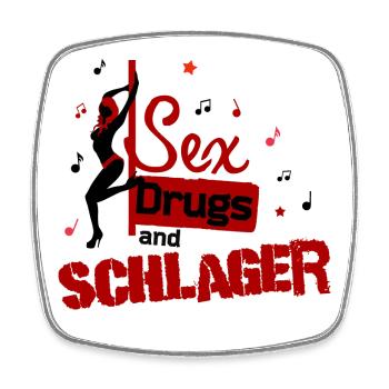Sex Drugs Schlager Spruch Statement Schlagermusik - Viereckiger Kühlschrankmagnet - Weiß - Vorne