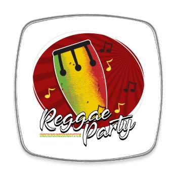 Fête Reggae Drum Tee - Magnet carré - blanc - Devant