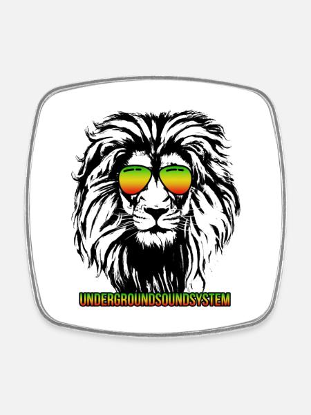 Lion Rainbow Sunglasses - Square fridge magnet - white