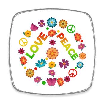 Blumenkreis Liebe Frieden - Viereckiger Kühlschrankmagnet - Weiß - Vorne