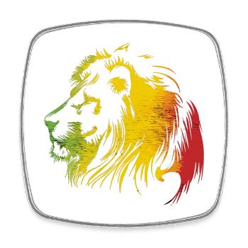 Lion en coupe rastafari - Magnet carré - blanc - Devant