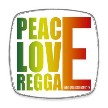 Peace Love Reggae Gradient - Viereckiger Kühlschrankmagnet - Weiß - Vorne