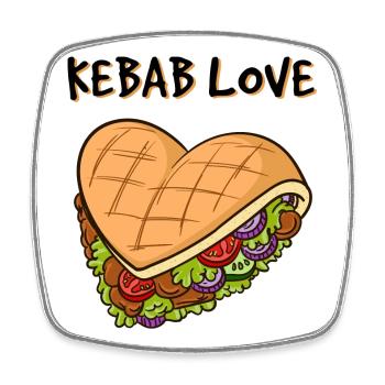 J'aime kebab coeur sandwich sandwich restauration rapide - Magnet carré - blanc - Devant