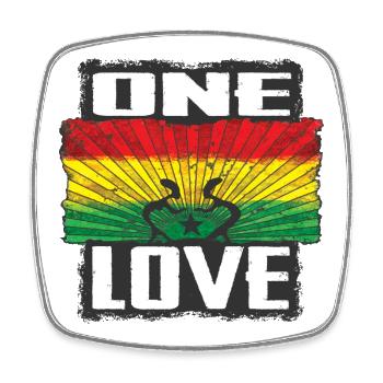 One Love Reggae Rastafari Design - Square fridge magnet - white - Front