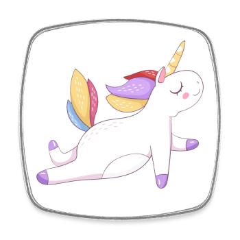 Colorful unicorn seated, pastel pattern - Square fridge magnet - white - Front