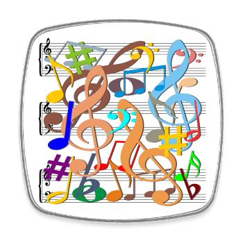Notes de musique - Magnet carré - blanc - Devant