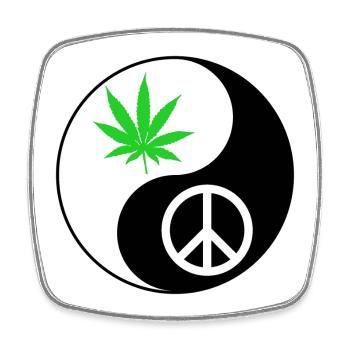 Conception de la feuille de paix YinYang - Magnet carré - blanc - Devant