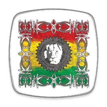 Lion Portrait with Colored Flag - Square fridge magnet - white - Front