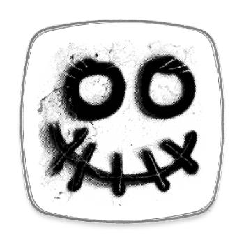Emoji face skull sewn mouth - Square fridge magnet - white - Front