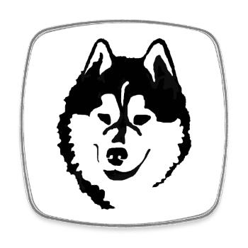 Schwarzweiß Alaskan Malamute Kopf Silhouette - Viereckiger Kühlschrankmagnet - Weiß - Vorne