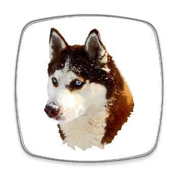 Nordischer Husky Kopf Zeichnung - Viereckiger Kühlschrankmagnet - Weiß - Vorne