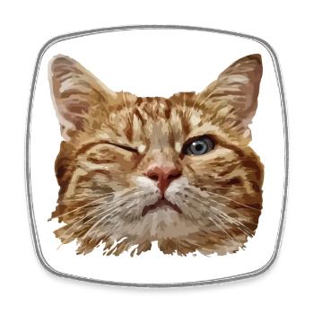 Katzenkopf mit Zwinkerauge Illustration - Viereckiger Kühlschrankmagnet - Weiß - Vorne