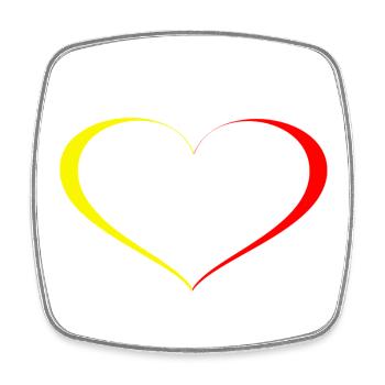 Coeur Jaune Rouge - Magnet carré - blanc - Devant