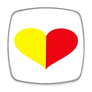 Le cœur bat jaune rouge - Magnet carré - blanc - Devant