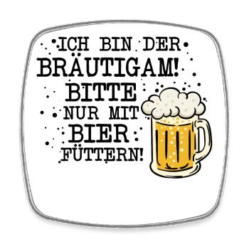 JGA Bräutigam Trinkspruch Junggesellenabschied - Viereckiger Kühlschrankmagnet - Weiß - Vorne