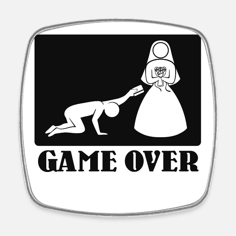 Game Over Wedding Marrying Marriage Funny Blague - Magnet carré - blanc