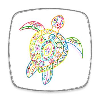 Schildkröte Vintage Hawaiian Tribal Sea Turtle - Viereckiger Kühlschrankmagnet - Weiß - Vorne