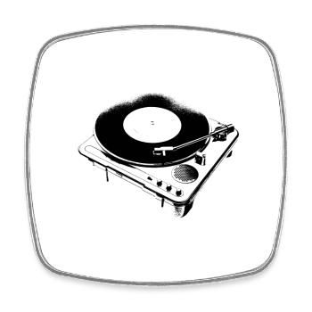 vynil player ! - Square fridge magnet - white - Front