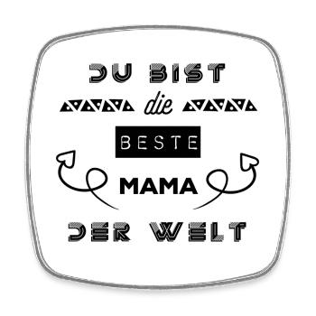 Du bist die beste mama der Welt - Viereckiger Kühlschrankmagnet - Weiß - Vorne