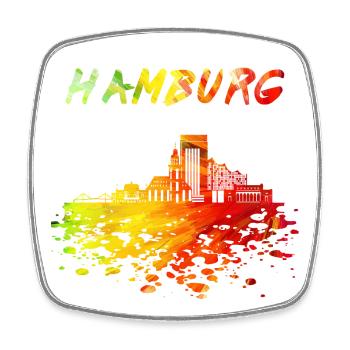 Hamburg Skyline / Hansestadt Kietz Elbe Reeperbahn - Viereckiger Kühlschrankmagnet - Weiß - Vorne