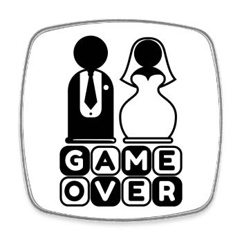Game Over Heirat Hochzeit Party Braut Bräutigam - Viereckiger Kühlschrankmagnet - Weiß - Vorne