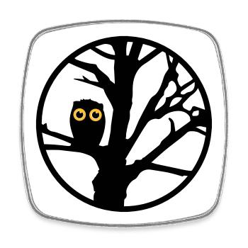 Eine Eule sitzt auf einem Baum - Viereckiger Kühlschrankmagnet - Weiß - Vorne