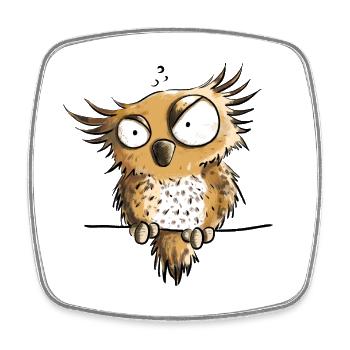 Mourning Owl I Owls Funmotiv I Kauz - Square fridge magnet - white - Front