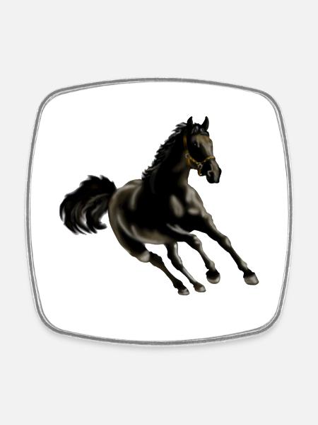 cheval - Magnet carré - blanc