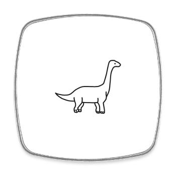 Dinosaurier - Viereckiger Kühlschrankmagnet - Weiß - Vorne