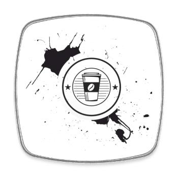 Coffee Emblem Mug - Square fridge magnet - white - Front