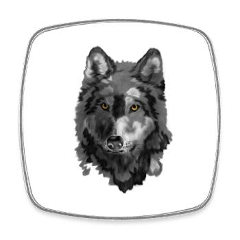 Loup - Magnet carré - blanc - Devant