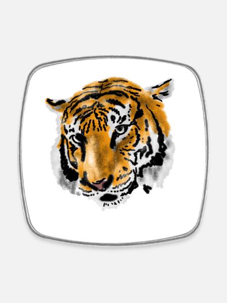 tiger - Square fridge magnet - white