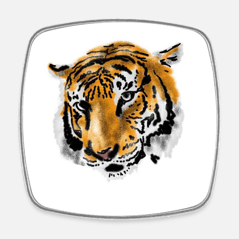 tiger - Square fridge magnet - white