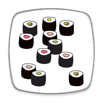 Sushi - Magnet carré - blanc - Devant