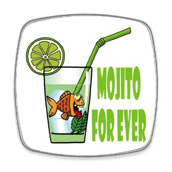 Mojito et poisson rouge - Magnet carré - blanc - Devant