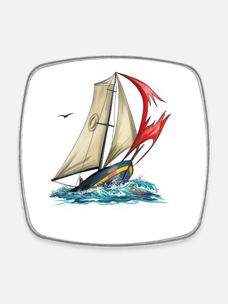 yacht - Square fridge magnet - white