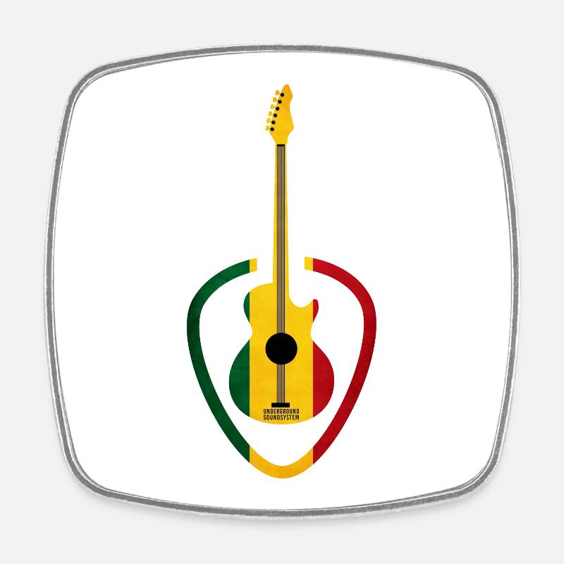Guitare au ton rastafari - Magnet carré - blanc