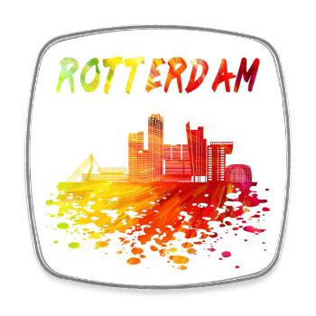 Rotterdam Skyline / Cadeau ville Pays-Bas - Magnet carré - blanc - Devant