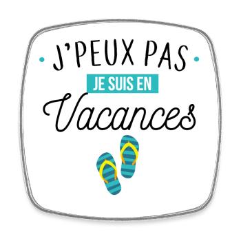 Je suis en vacances — Tongs turquoise - Magnet carré - blanc - Devant