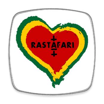 Love Heart with Rastafarian Symbolism - Square fridge magnet - white - Front