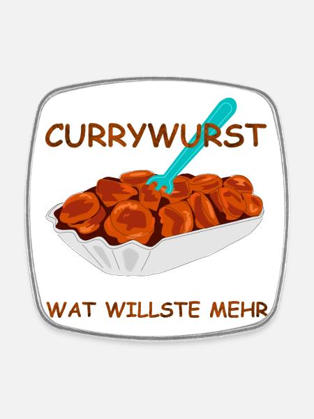 speise currywurst spruch - Viereckiger Kühlschrankmagnet - Weiß