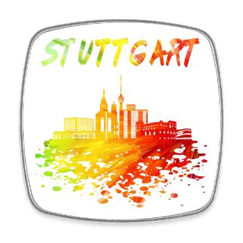 Stuttgart Skyline / Schwaben Stadt Schwarzwald - Viereckiger Kühlschrankmagnet - Weiß - Vorne