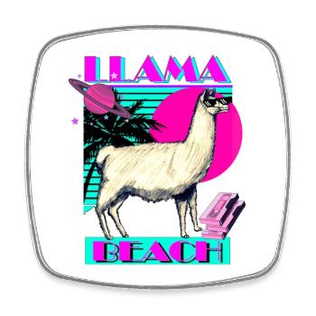 Llama Beach - Viereckiger Kühlschrankmagnet - Weiß - Vorne