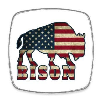 USA Bison / Geschenk Flagge Western Buffalo - Viereckiger Kühlschrankmagnet - Weiß - Vorne