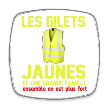 Gilet Jaune Confortpour Famille - Magnet carré - blanc - Devant