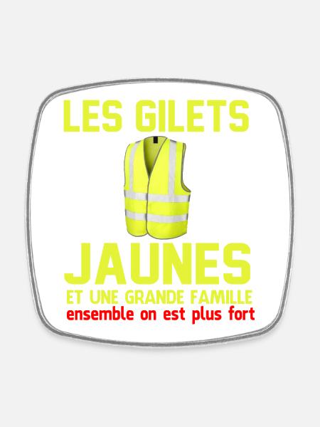 Gilet Jaune Confortpour Famille - Magnet carré - blanc