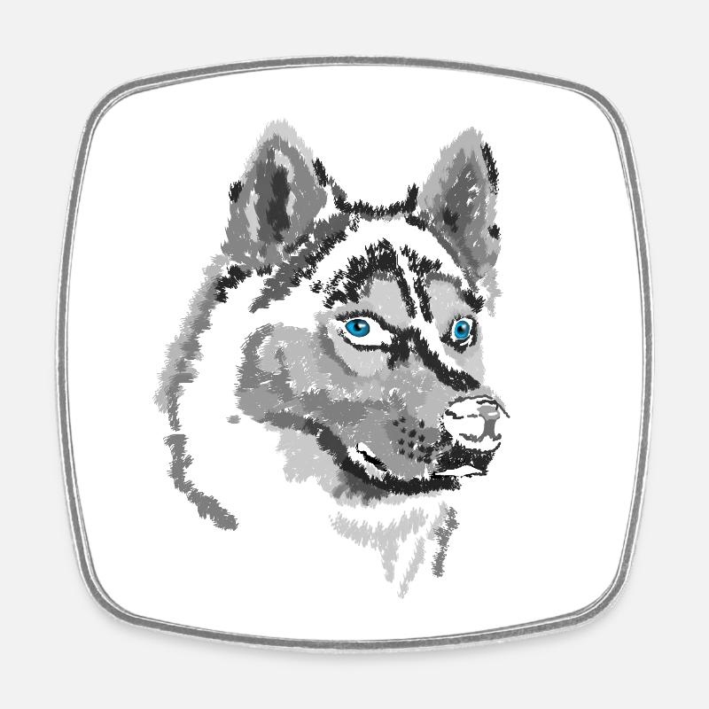 Husky - Magnet carré - blanc